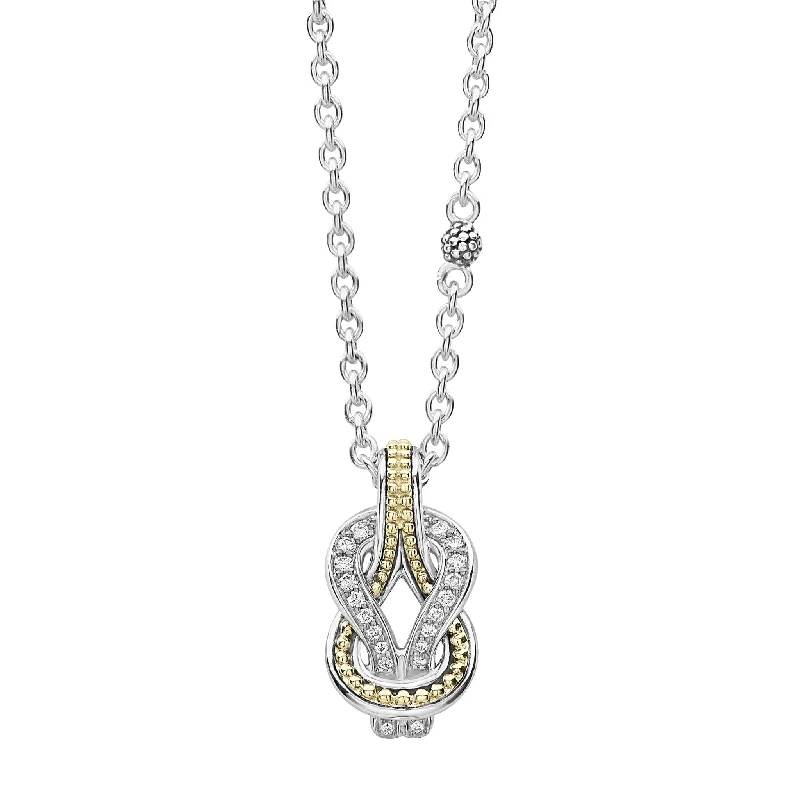 Newport Two-Tone Knot Diamond Pendant Necklace