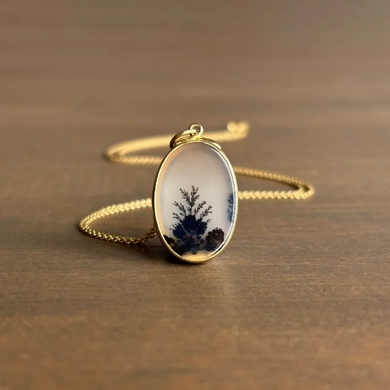 Oval Sea Fan Dendrite Agate Pendant