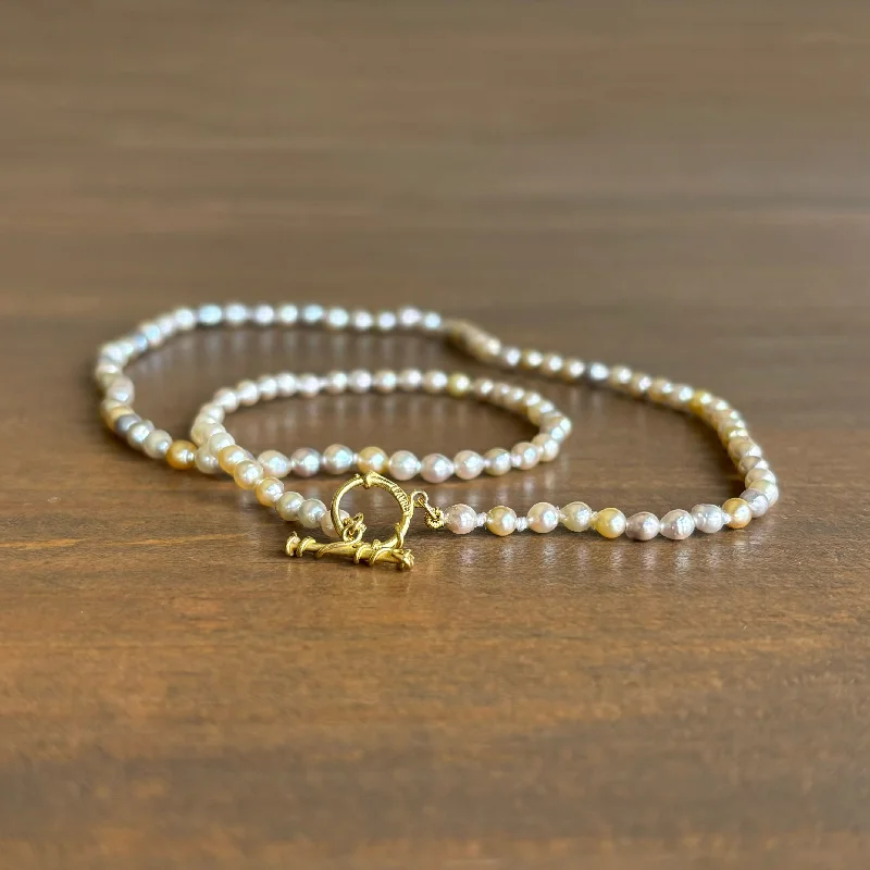 Pastel Baby Akoya Pearl Strand with Vine Clasp