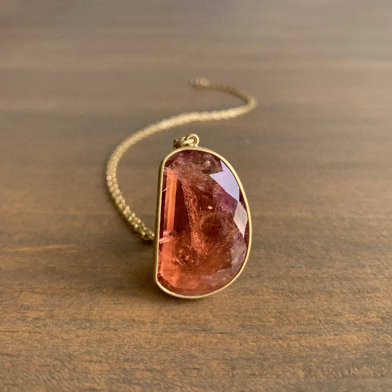 Peachy Pink Tourmaline Necklace