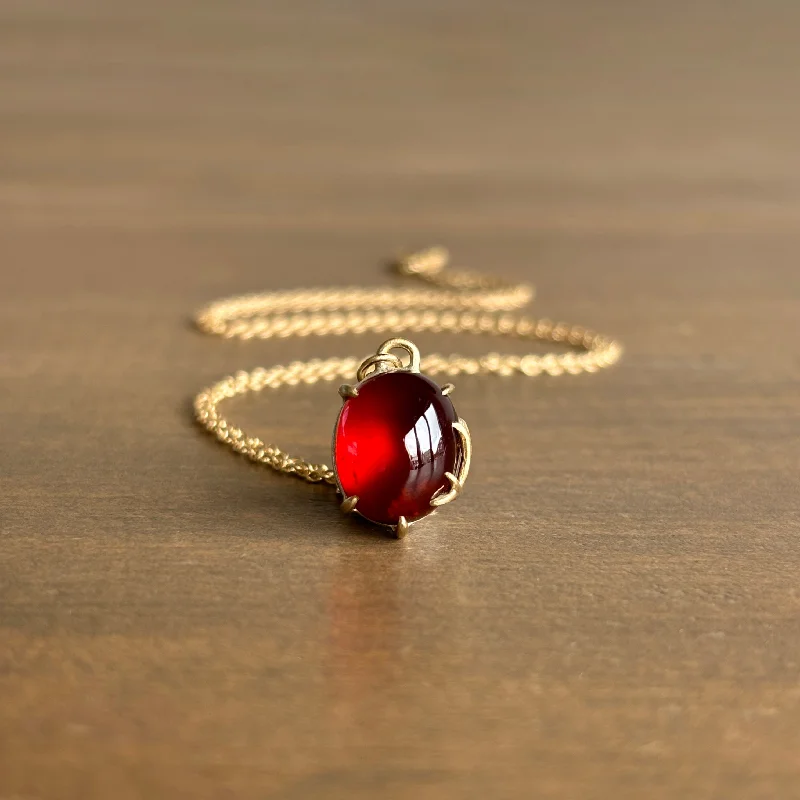 Red Garnet Cabochon Branch Waiting Necklace