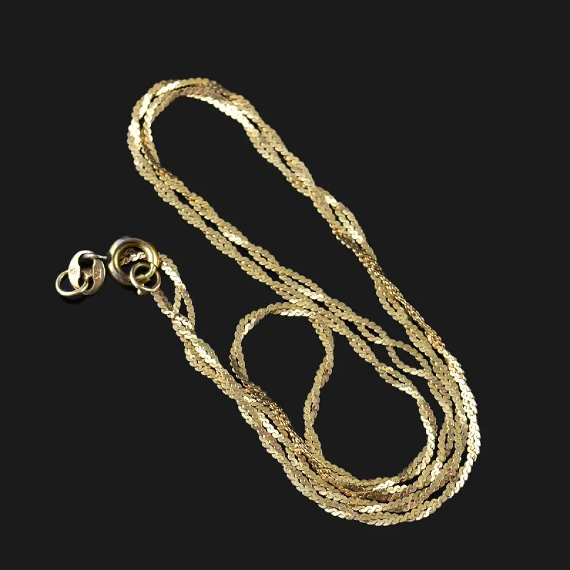 Retro 10K Gold Double Serpentine Chain Necklace