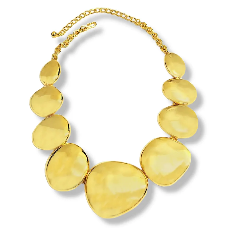 Polished Gold Flat Odd Shape Disc Necklace