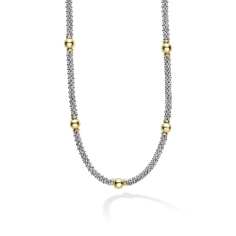 Signature Caviar 18K Gold Station Necklace