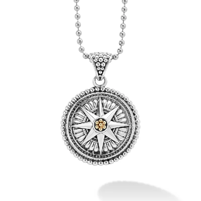 Signature Caviar Compass Pendant Necklace