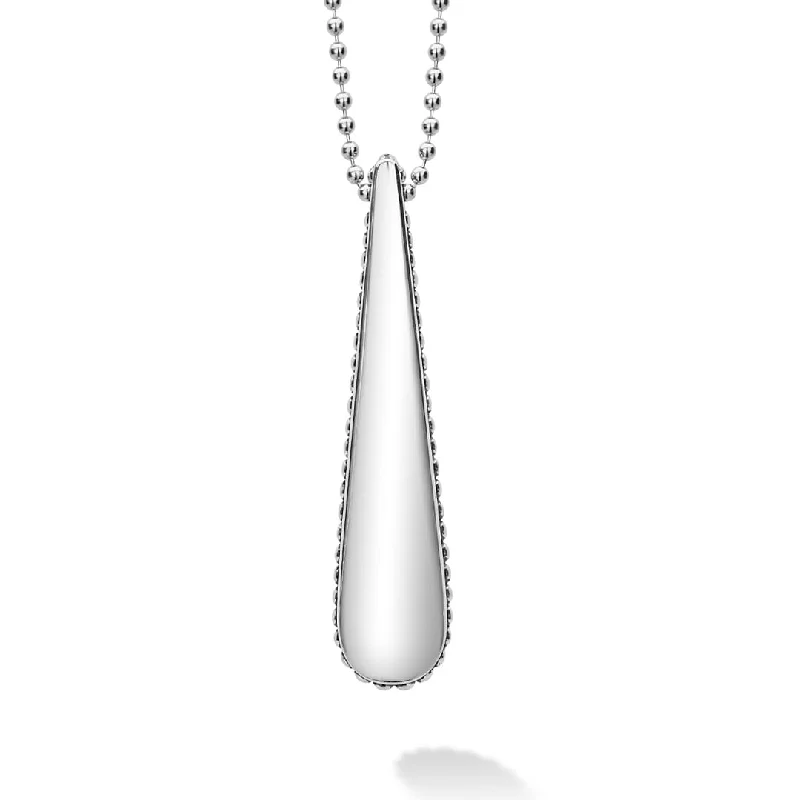 Signature Caviar Smooth Drop Pendant Necklace