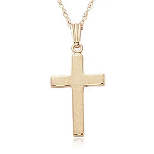 Small 14 Karat Yellow Gold Plain Polished Cross Necklace