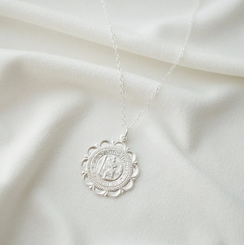 St. Christopher Traveler's Coin Medallion Necklace