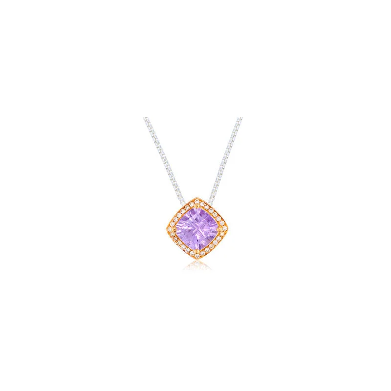 Pietra Collection Petite Rose de France and Diamond Two-Tone Pendant