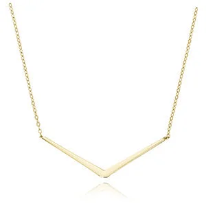 Wide Straight Edge "V" Necklace