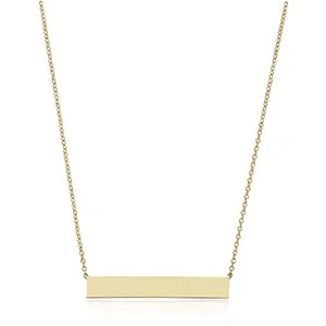 Yellow Gold Engravable Bar Necklace