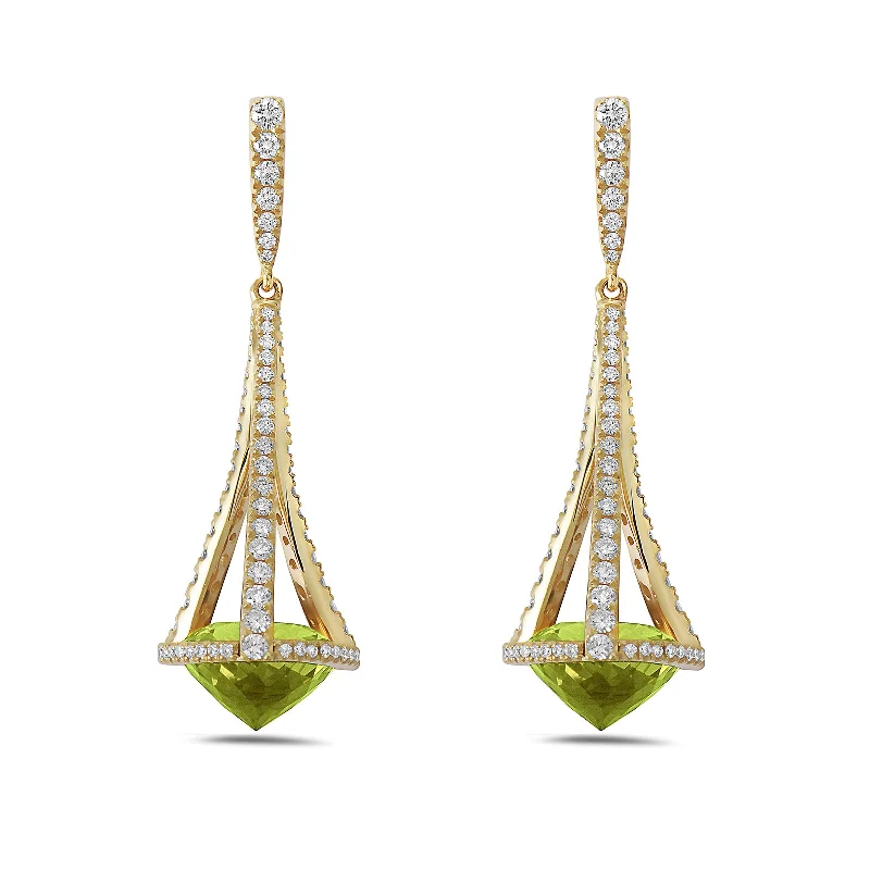 Peridot & Diamond Chandelier Earrings