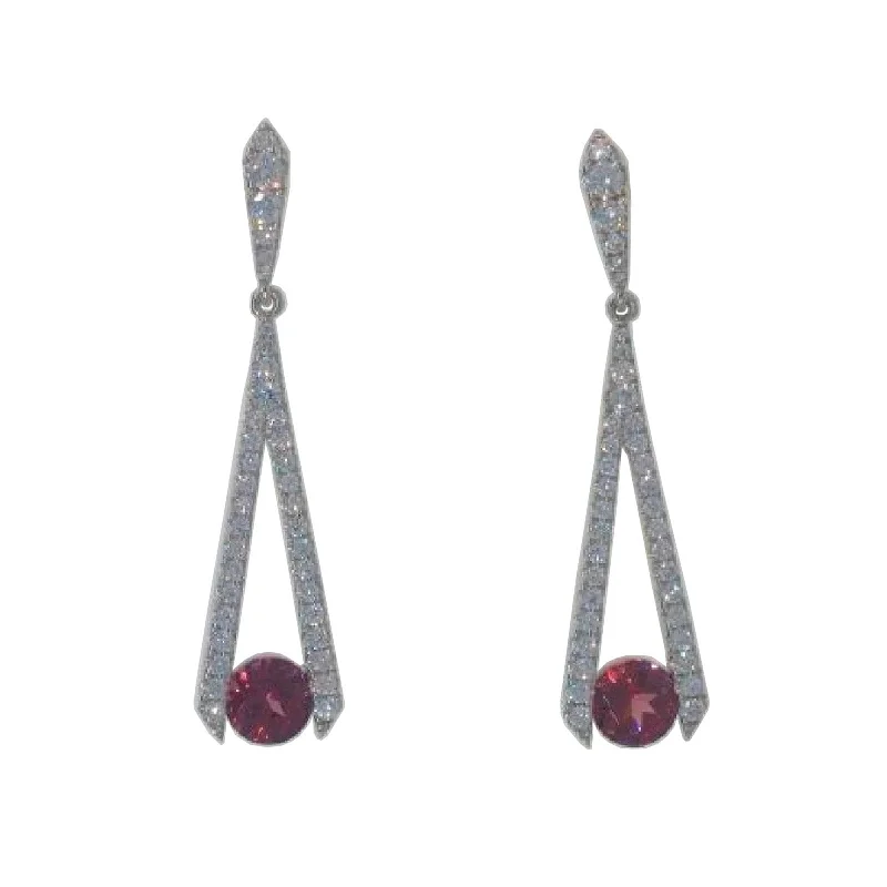 Garnet & Diamond Dangle Earrings