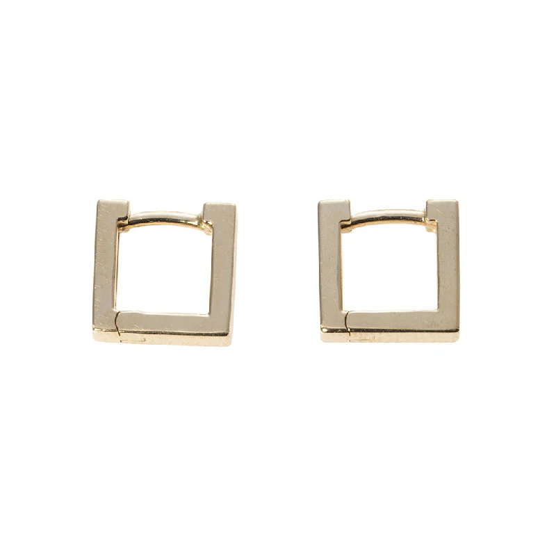 14K Yellow Gold 10mm Square Huggie Earrings