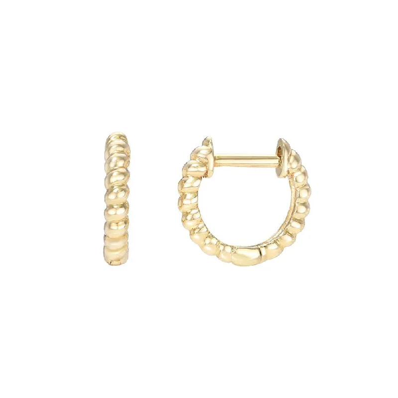 14K Yellow Gold Petite Twist Huggie Earrings