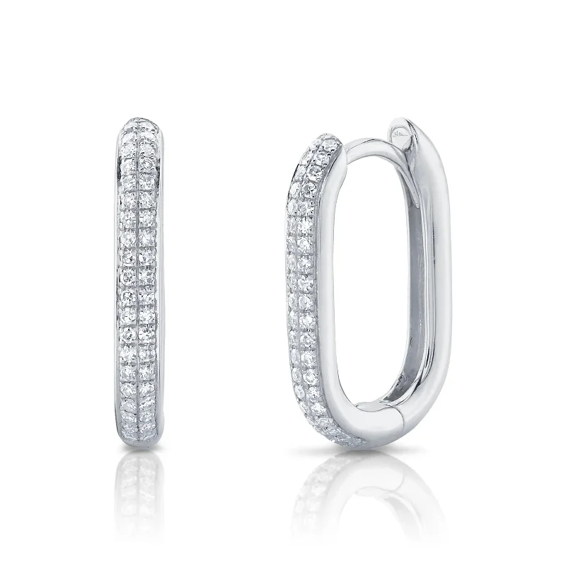 Diamond Oblong Hoop Earrings