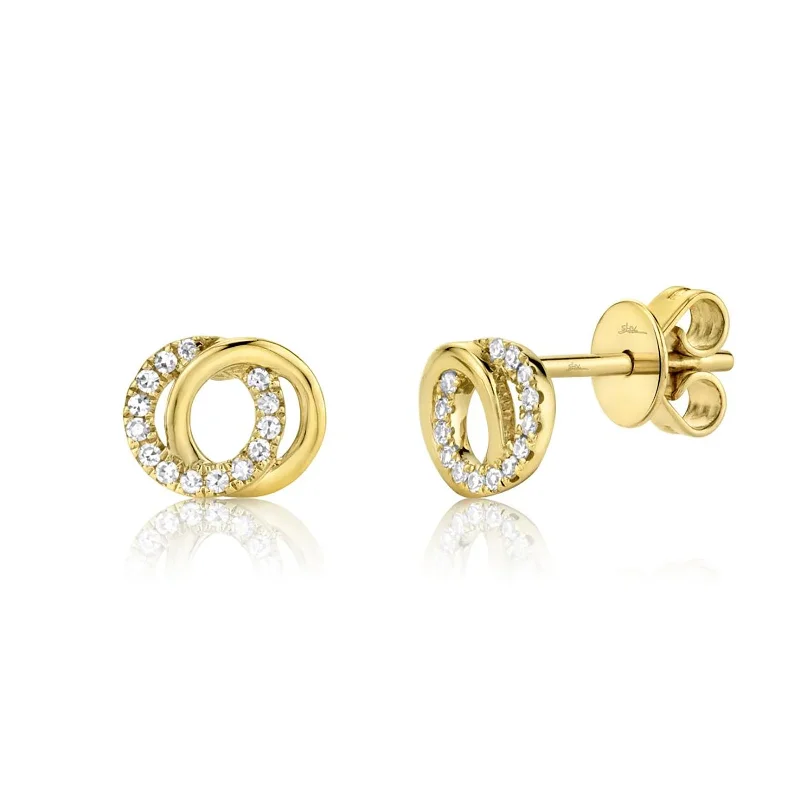 Diamond Love Knot Circle Earrings