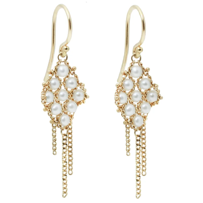 Pearl Woven Lattice Earrings