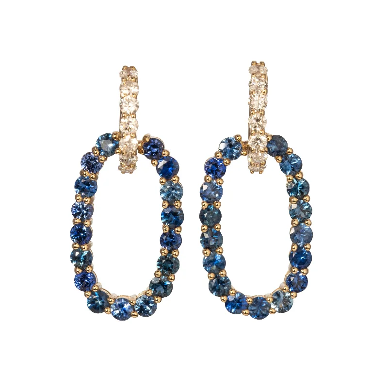 Blue Sapphire & Diamond 14K Yellow Gold Drop Earrings