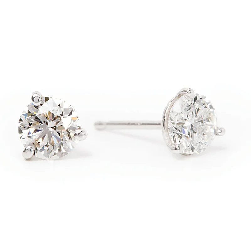 Bremer Jewelry 9/10ctw Round Solitaire/Stud Diamond Earrings in 14K White Gold (0.90ctw)