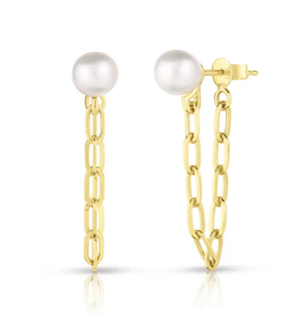 Bremer Jewelry Dangle Freshwater Cultured Pearl Earrings in 14K Yellow Gold