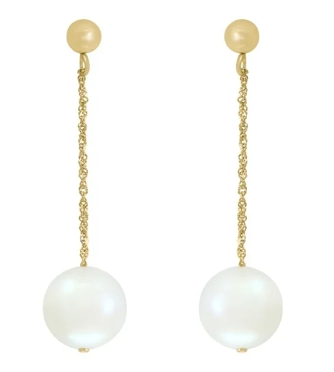 Bremer Jewelry Drop Freshwater Cultured Pearl Earrings in 14K Yellow Gold