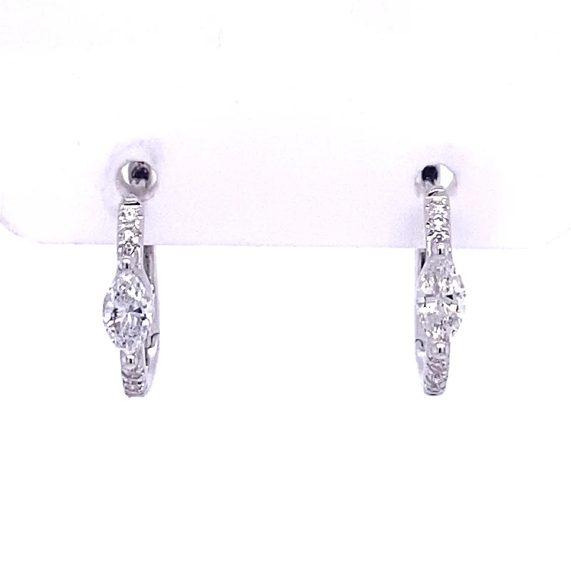 Bremer Jewelry Marquise Huggie Diamond Earrings in 14K White Gold (0.35ctw)