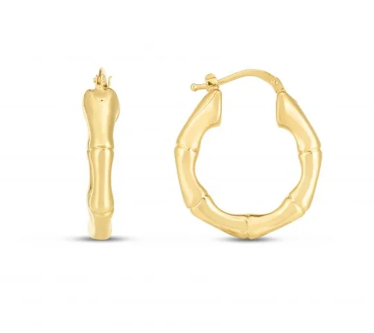 Bremer Jewelry Medium Bambo Hoop Earrings in 14K Yellow Gold