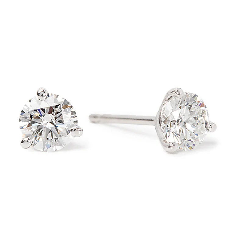 Bremer Jewelry Round Solitaire/Stud Diamond Earrings in 14K White Gold (.70ctw)