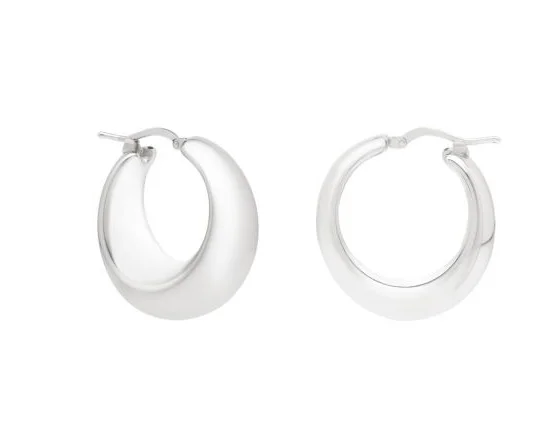 Bremer Jewelry Small Hoop Women's Earrings in 925 White Sterling Silver