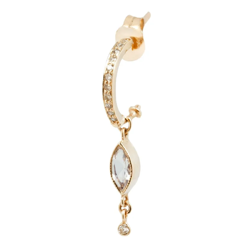 Marquise Moonstone & Diamond Hoop