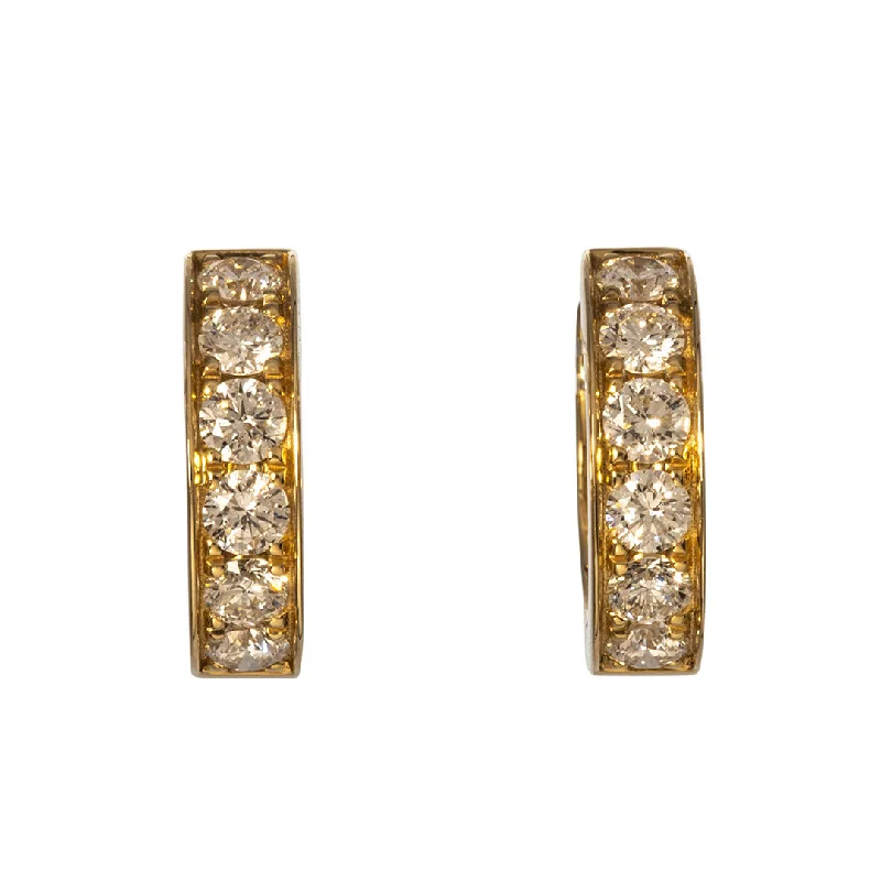 .88ct Diamond Illusion Channel 14K Yellow Gold Huggie Earrings