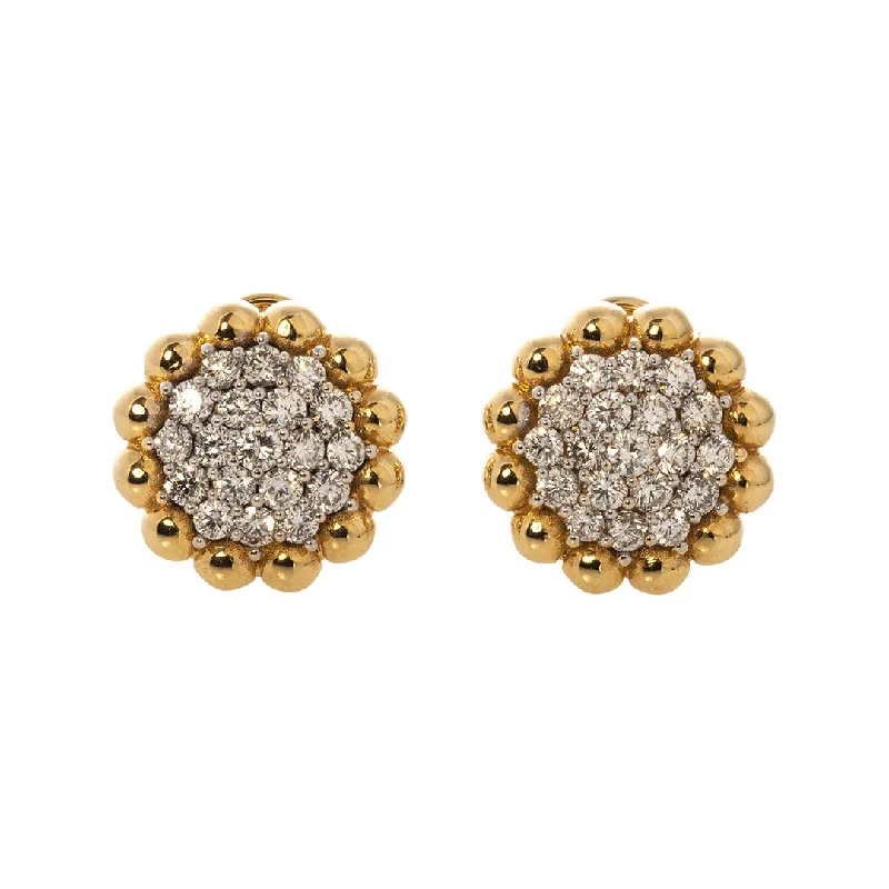 Diamond Pavé Beaded Cluster 18K Gold Earrings