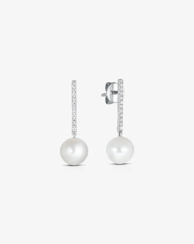 Diamond + Pearl Drop Earrings