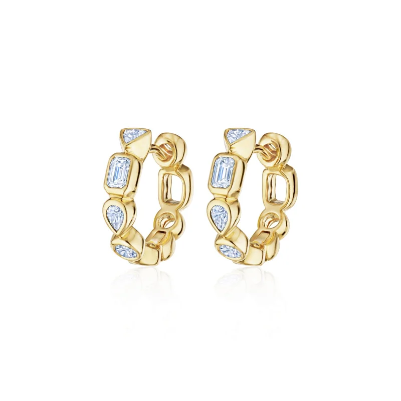 Portofino Petite Hoop Earrings with Mixed Shape Diamonds