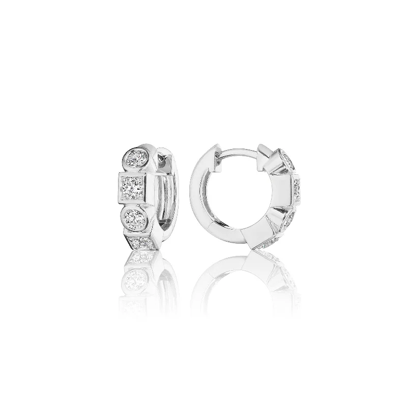 Petite Round & Square Huggie Earrings