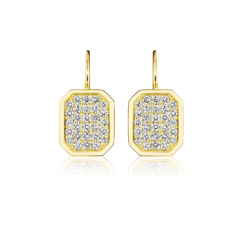 Diamond Emerald Shape Earrings