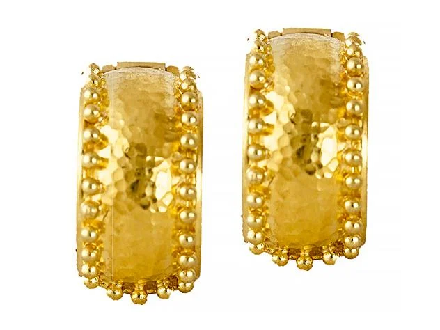 Elizabeth Locke Granulated Curved Wide Hoop Earrings