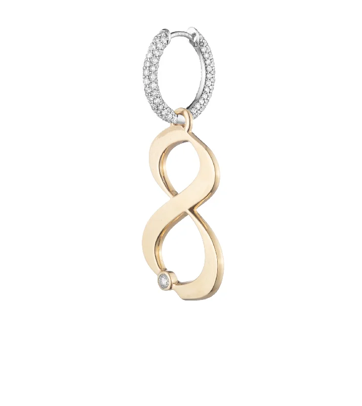 Engravable Number 8 : Oversized Small Pave Chubby Ear Hoop