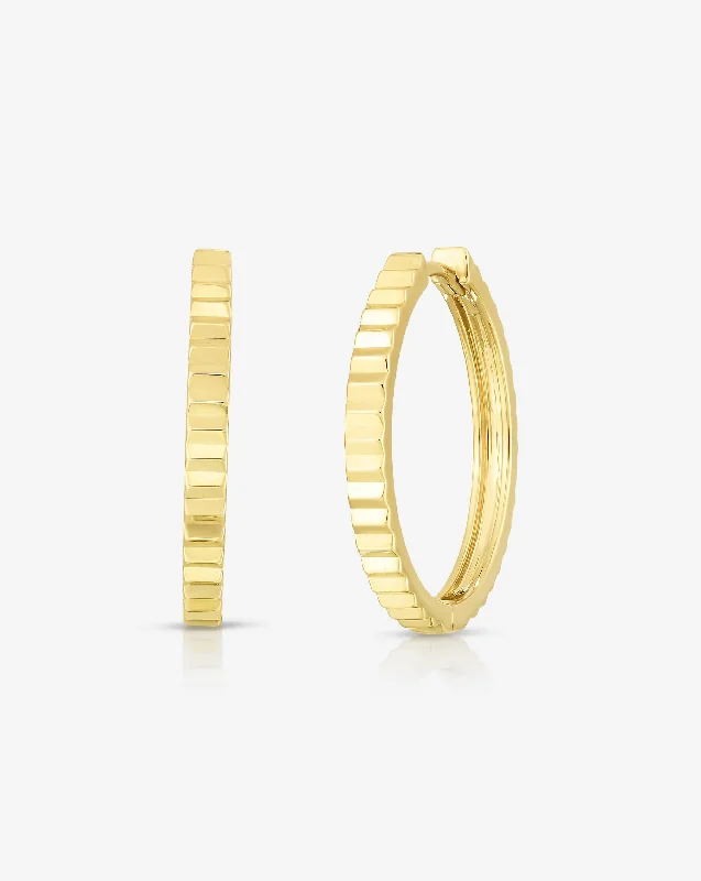 Slim Fluted Gold Hoops