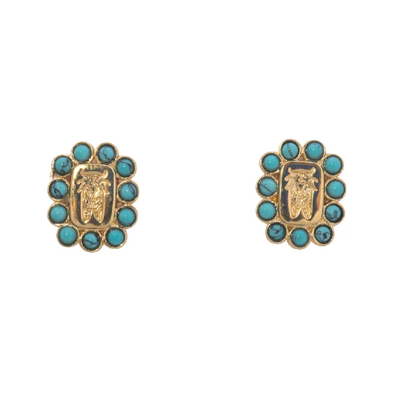 Goldbug Crest Turquoise Earrings