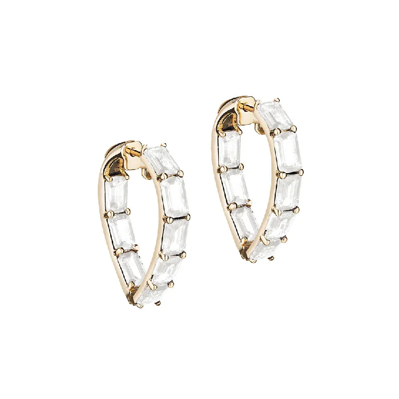 Goshwara Moon Quartz 18K Yellow Gold Heart Shape Hoop Earrings