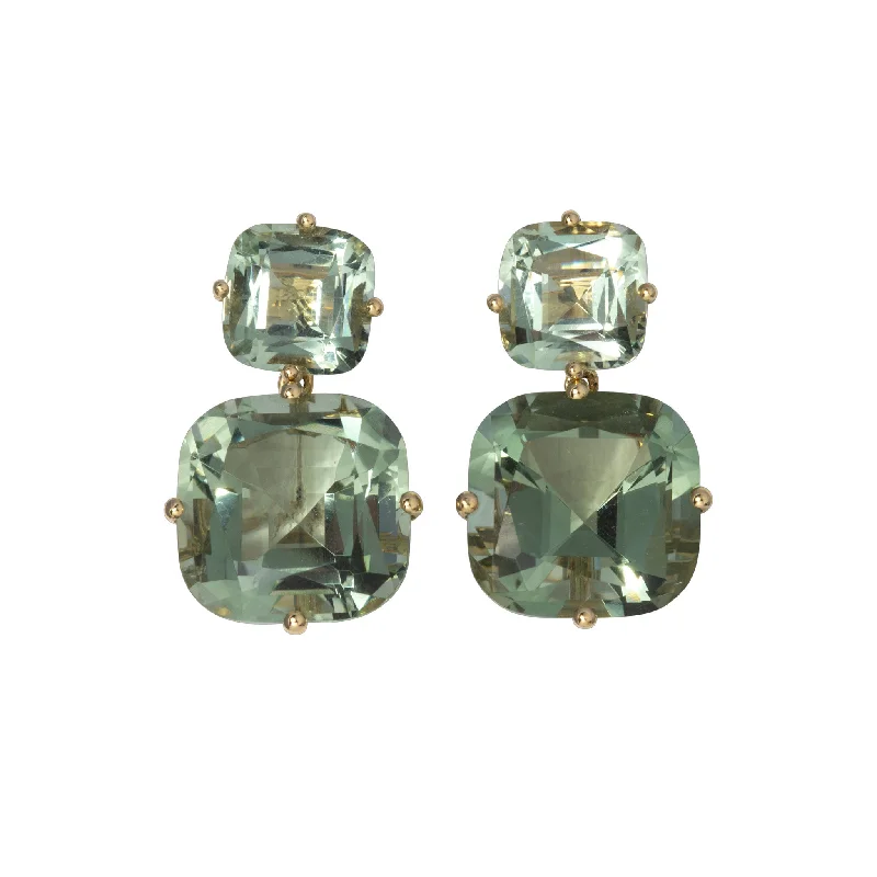 Goshwara Prasiolite 18K Yellow Gold Double Drop Earrings