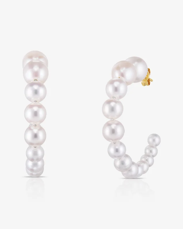 Graduated Pearl Hoops