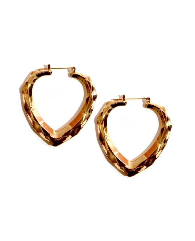 Heart Textured Hoop Earrings