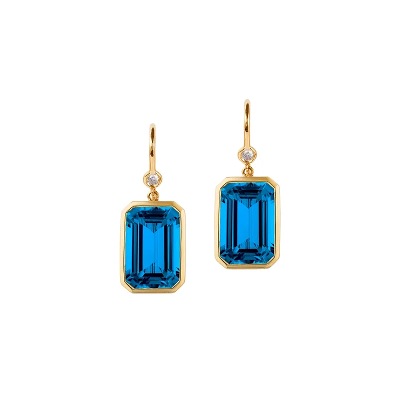 London Blue Topaz Gossip Earrings with Diamonds