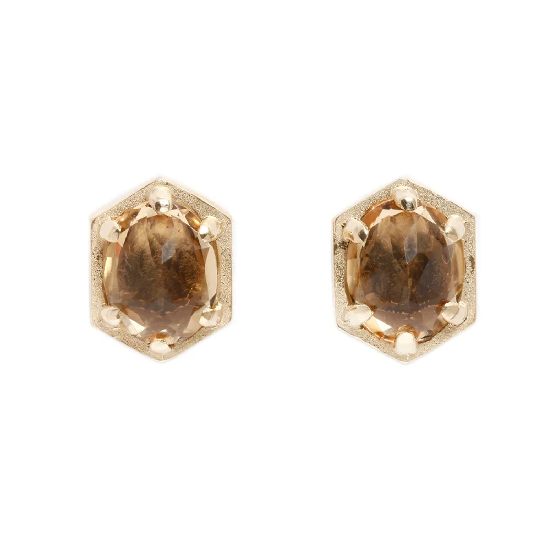 Large Champagne Quartz Studs