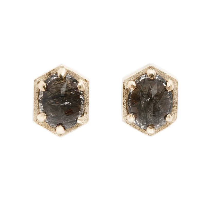 Large Hexagon Quartz Studs