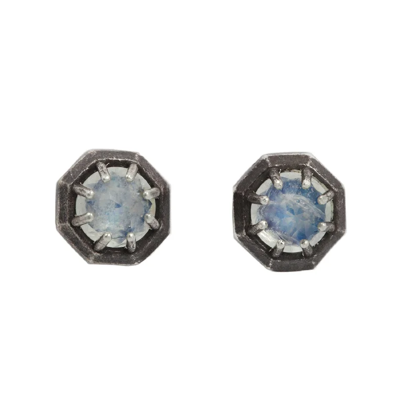 Rainbow Moonstone Studs