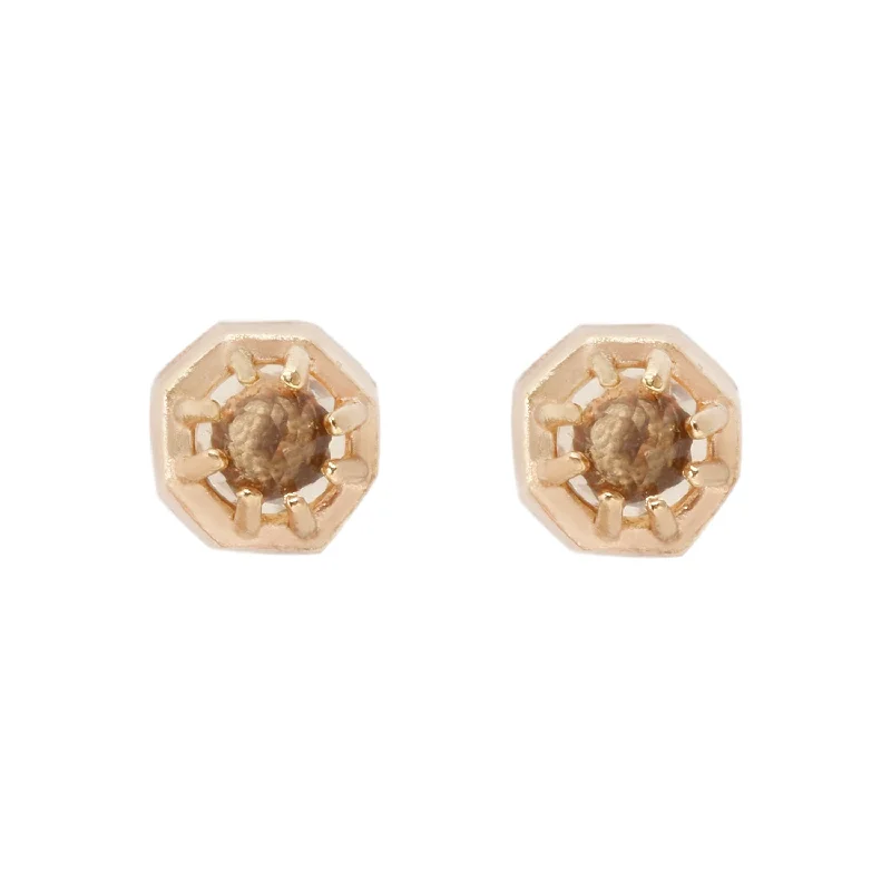 Tiny Champagne Quartz Studs